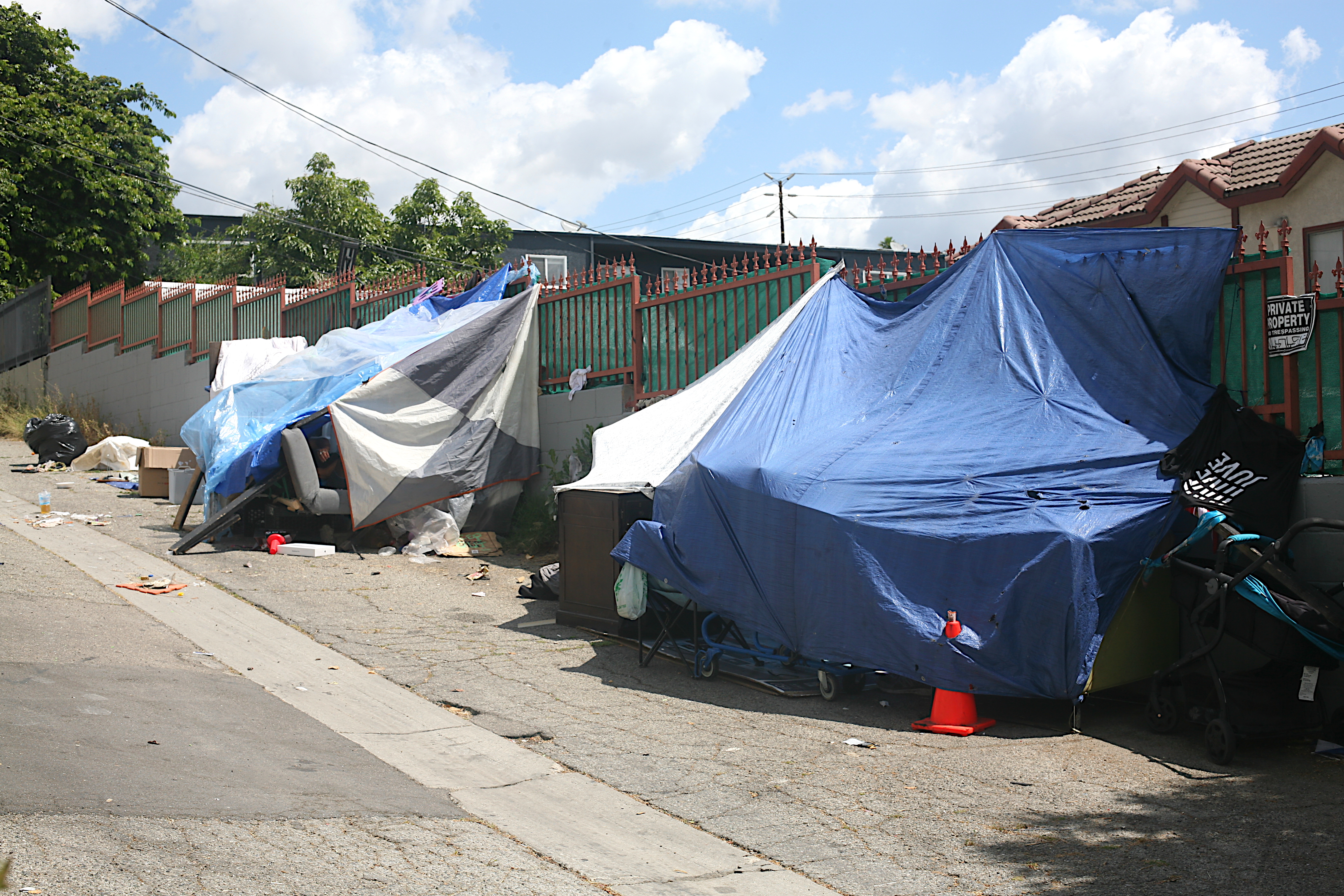 A homeless encampment in East Hollwood, Los Angeles